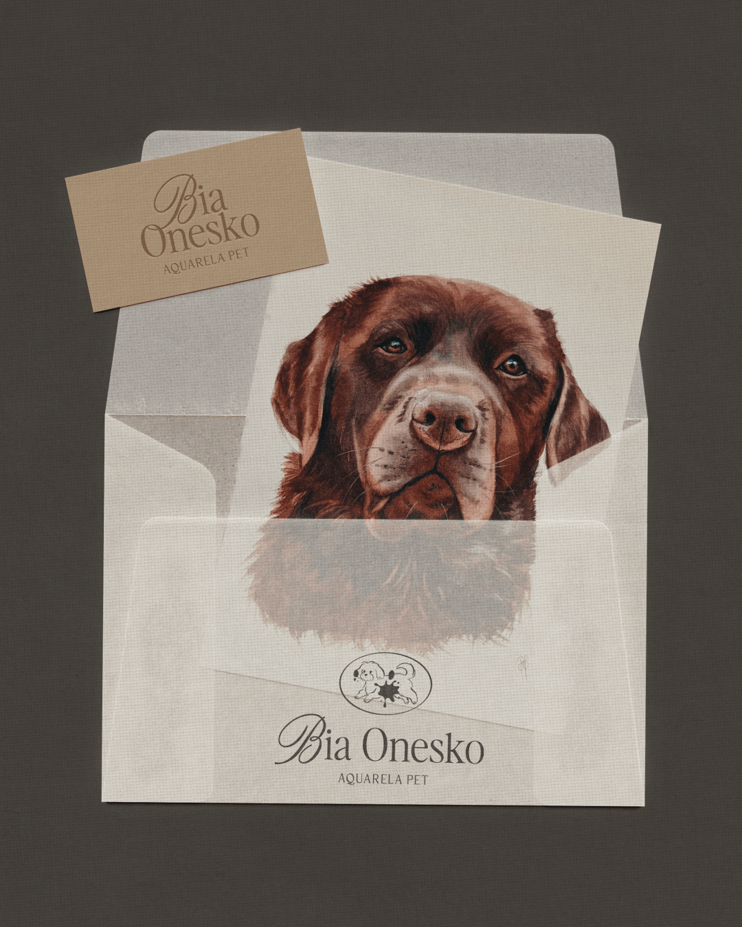 Aplicação da marca em embalagem de aquarela pet do projeto BIA ONESKO