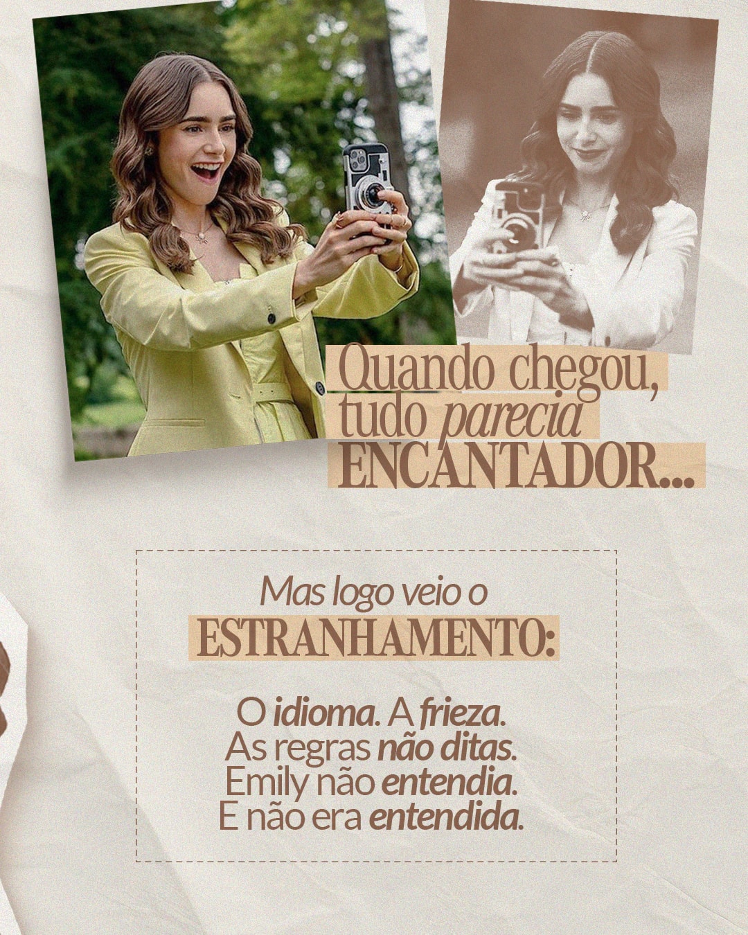 Estranhamento cultural vivido por Emily do projeto ERIKA ABREU CLARES