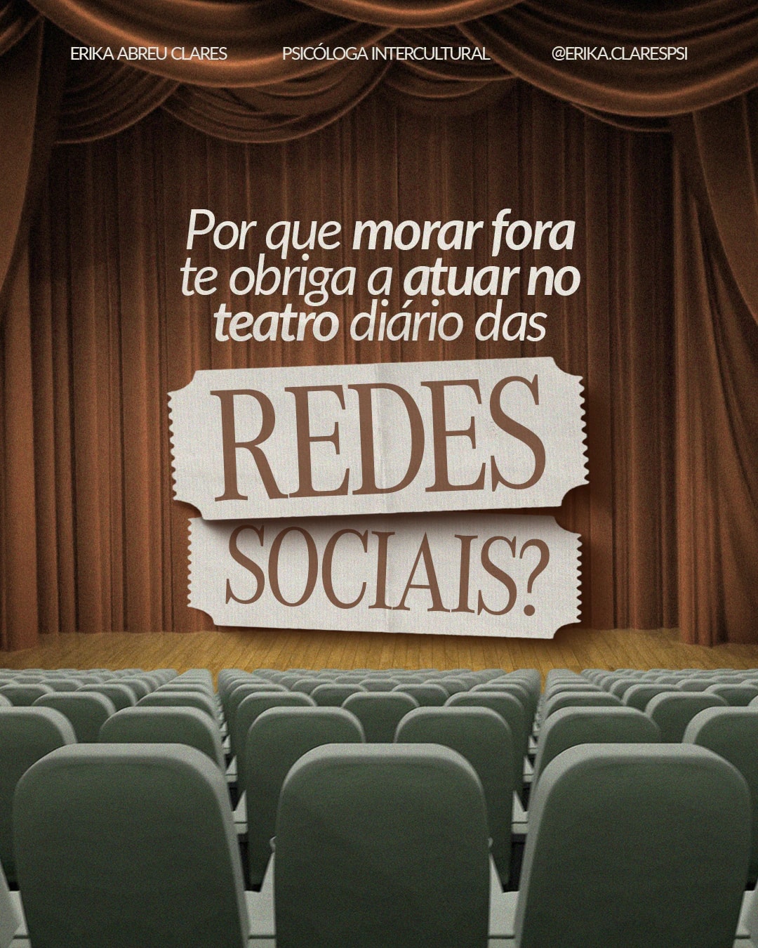 Capa sobre atuar no teatro diário das redes sociais ao morar fora do projeto ERIKA ABREU CLARES