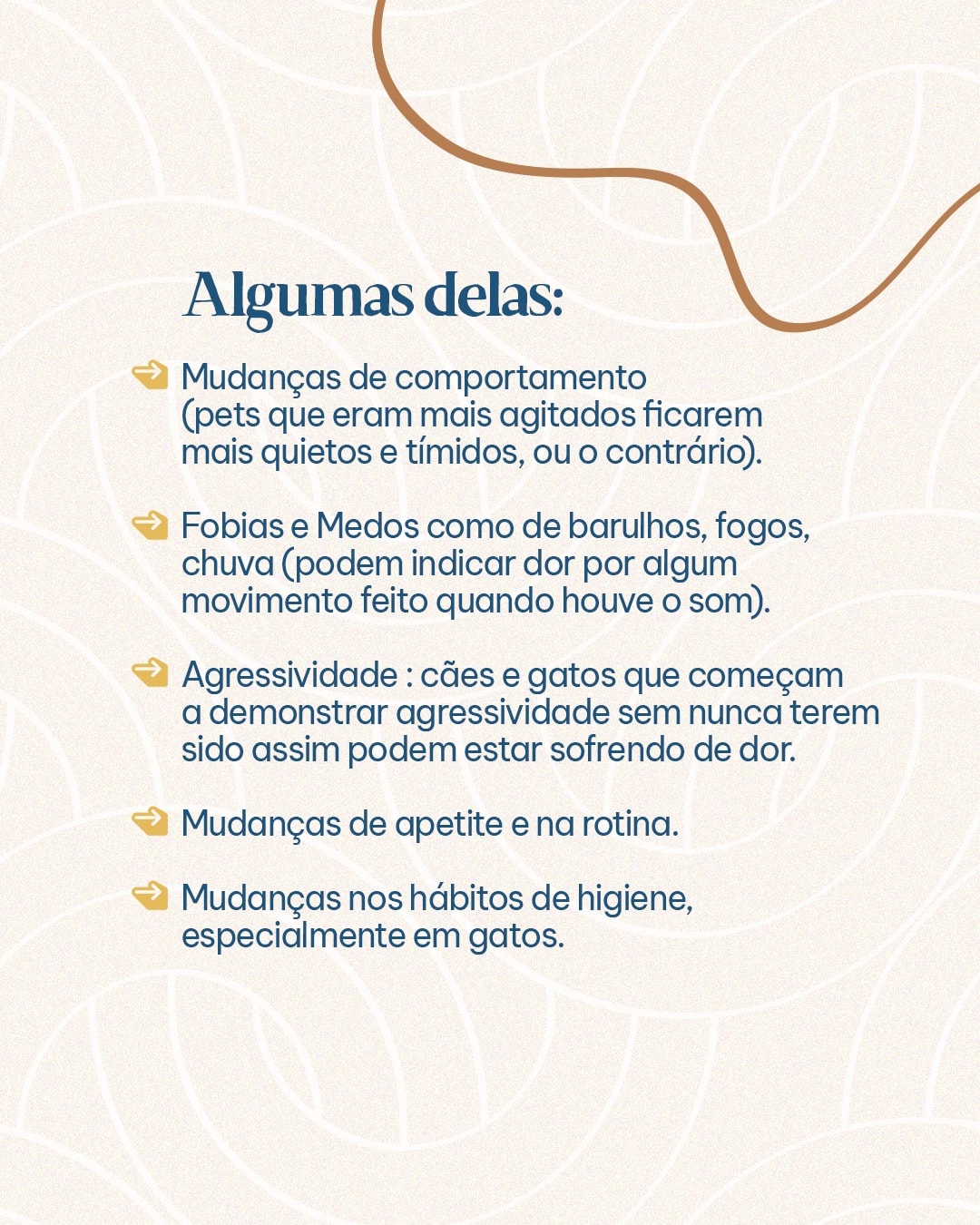 Lista de alterações de comportamento que podem indicar dor do projeto MAJIA AKIBA