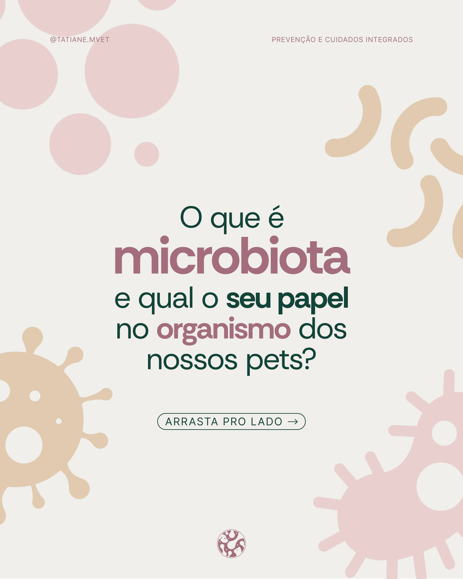 Capa sobre microbiota e seu papel no organismo dos pets do projeto TATIANE MODESTO