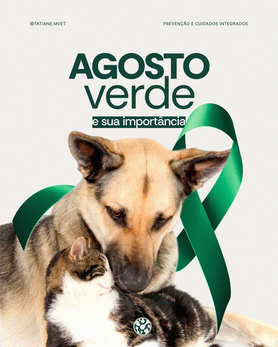 Capa da campanha Agosto Verde com cão e gato do projeto TATIANE MODESTO