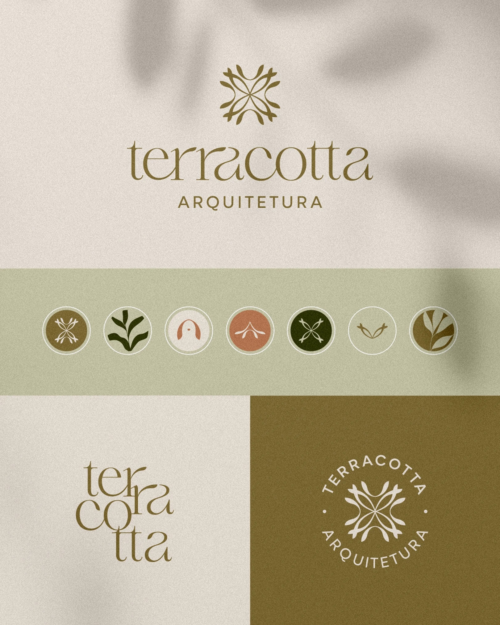 Sistema visual com logotipo, símbolos e paleta de cores do projeto TERRACOTTA