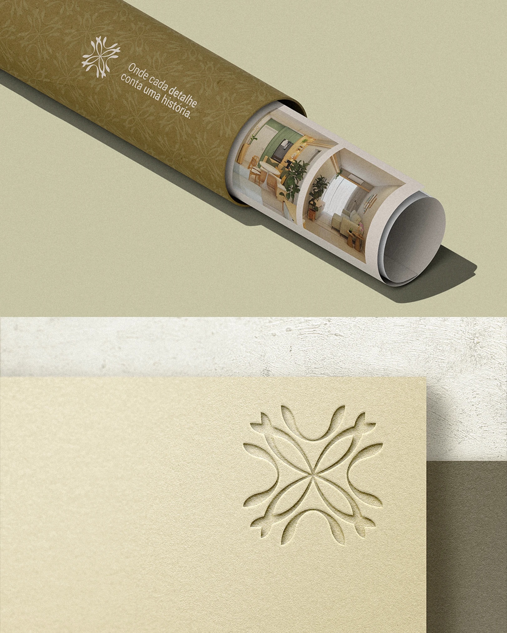 Tubo de projeto e aplicação em relevo do símbolo da marca do projeto TERRACOTTA