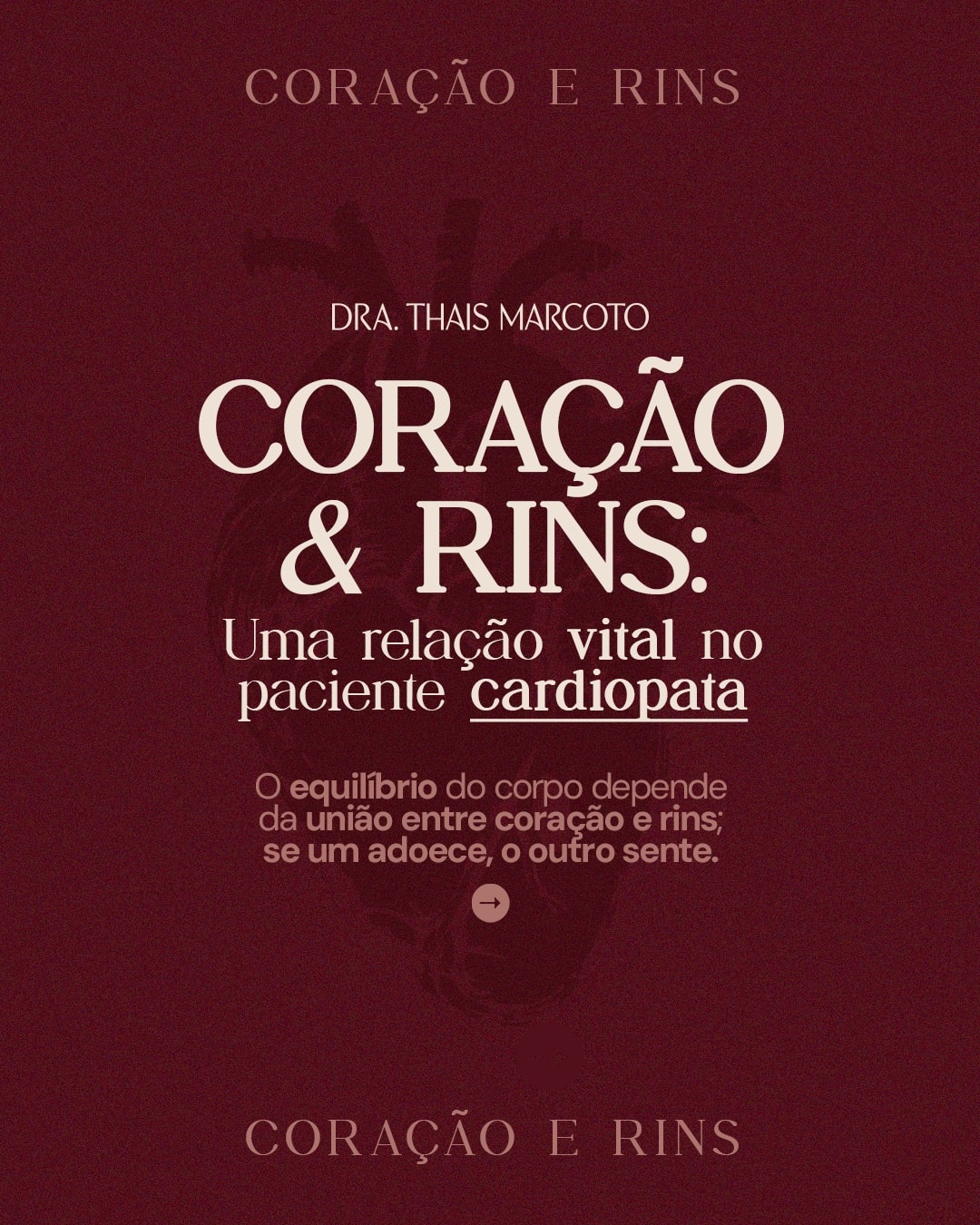 Capa sobre a relação entre coração e rins nos pets do projeto DRA. THAIS MARCOTO