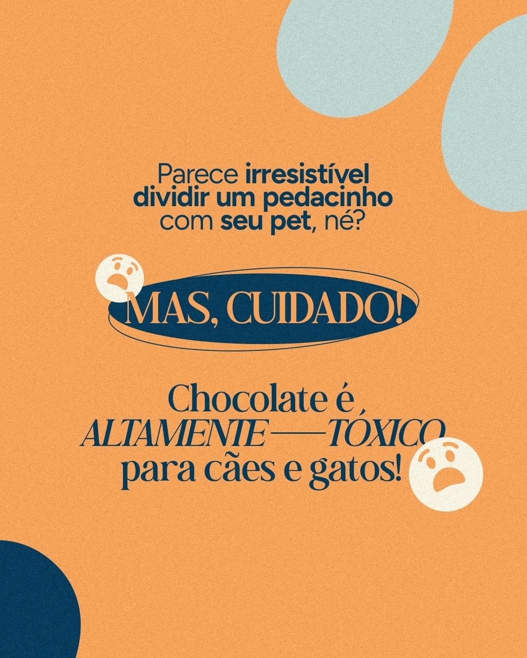 Alerta de que o chocolate é tóxico para cães e gatos do projeto VETTITUDE
